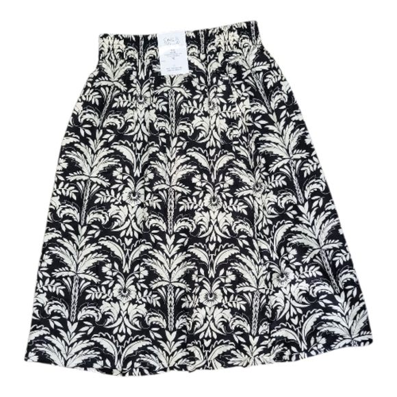 SALE NWT Croft & Barrow Black Deco Palm Print Skirt Tropical Floral Rayon PXS - Picture 3 of 12